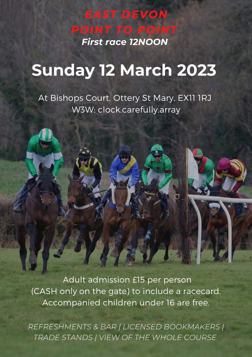 We will be attending the East Devon Point to Point on Sunday 12 March 2023. St Peter's families are welcome to join us at 11:30 outside the bar tent. Families can either purchase refreshments or bring a picnic and further details are given in the poster below. #stpeterslympstone