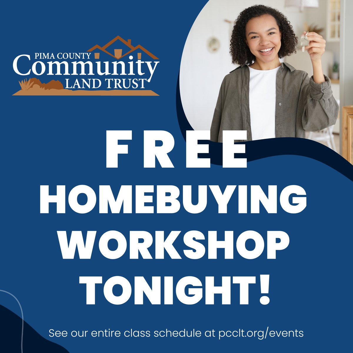 pimacountyCLT's tweet photo. Last chance to sign up for our free, virtual homebuying workshop, Shopping for a Home and Protecting your Investment. In this class, you'll learn how to decide what kind of home you want and we'll help guide you through the purchase process. 
Sign up now: https://t.co/eUUguVsYue https://t.co/gt0O4PA62D
