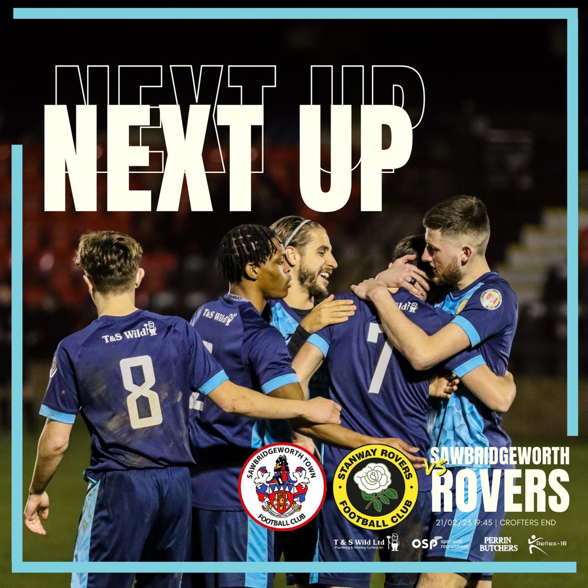 StanwayRovers's tweet photo. 🔜 𝗡𝗘𝗫𝗧 𝗙𝗜𝗫𝗧𝗨𝗥𝗘 

Tomorrow the first team travel to face Sawbridgeworth Town and will be loooking to bounce back from Saturdays home defeat. 

🆚 Sawbridgeworth Town (A) 
🏆 Essex Senior League 
⏰ Tuesday 21st February | Kick Off 19:45
🏟️ Crofters End | CM21 0DF https://t.co/RoViR2GmQ0