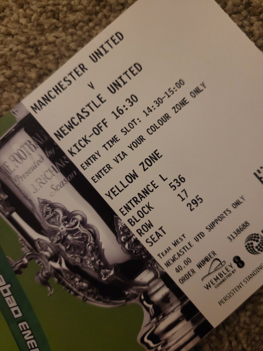 petermiller8076's tweet image. Hoping someone can help. I have a ticket for Wembley in block 536. Due to @NUFC making it difficult for kids to get tickets, my 13 year old son is in block 547. He is sitting with my mates but he's desperate to sit next to me. Is anyone in block 547 that would be willing to swap?
