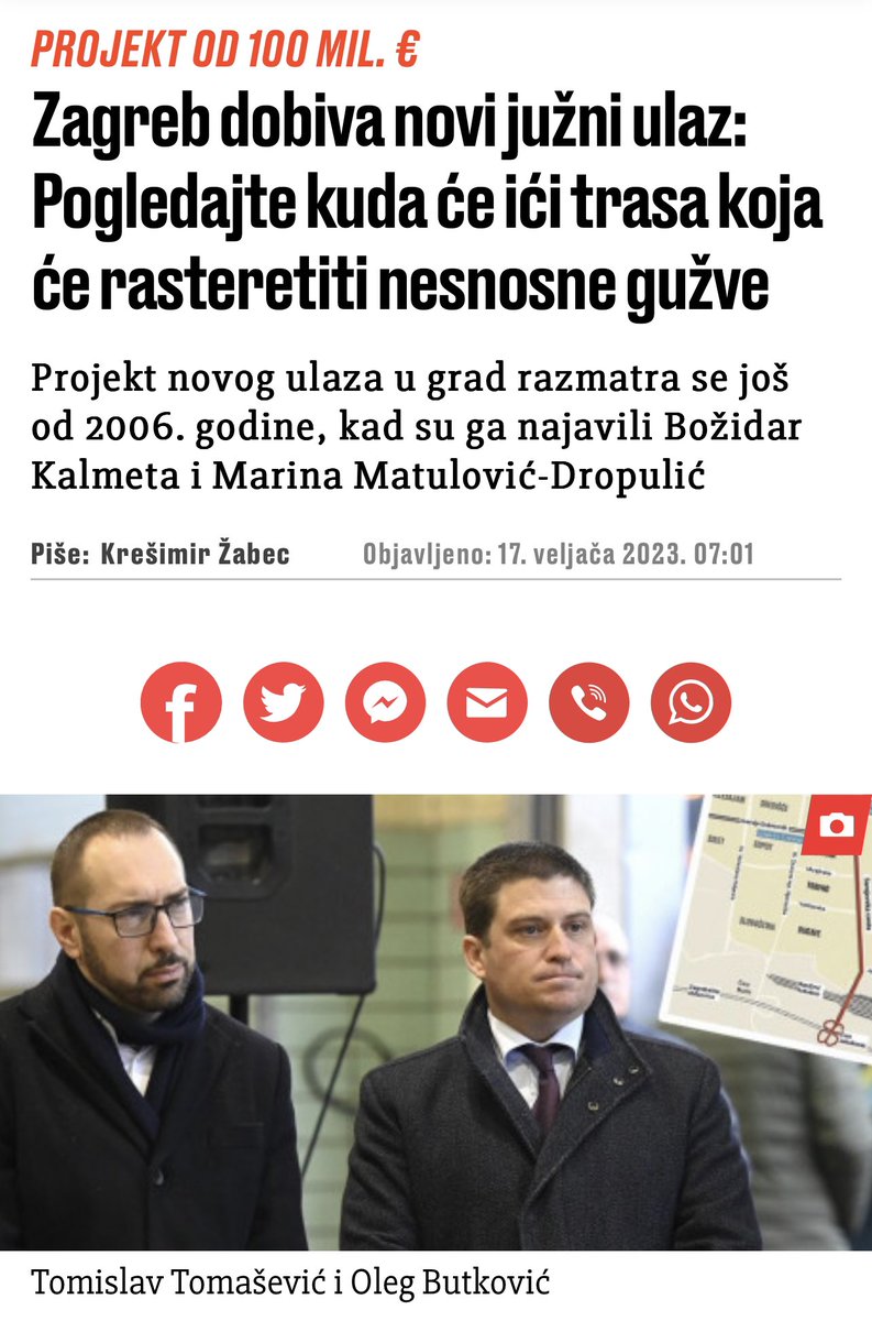 RenatoPetek's tweet photo. Sporazum o izgradnji važnog novog ulaza u Zagreb izgradnjom prijelaza preko Ranžirnog kolodvora i rekonstrukcije Sarajevske ulice potpisan je 2016. godine.
Sada je najavljeno novo svečano potpisivanje sporazuma za taj isti projekt. a cijena je porasla za 40 mil. eura! 🤑#HDZzna https://t.co/isxWMHnzw3