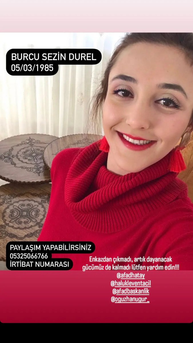 12 gün sonra enkaza gitti ekipler!!! Enkazdan çıkmadı, gören duyan bilen varsa nolur yardım edin artık , dayanacak gücümüz kalmadı!!!

@Ahbap_Hatay
<a href="/AFADHatay/">AFAD HATAY</a>
<a href="/AFADBaskanlik/">AFAD</a>
<a href="/haluklevent/">Haluk Levent ( Ahbap Ekibi )</a>
<a href="/OguzhanUgur/">Oğuzhan Uğur</a>
#deprem
#hataydeprem
#Hatay