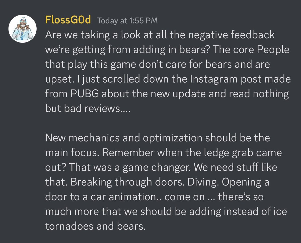 FlossG0d's tweet photo. Yeah ima PUBG partner but that’s not gonna stop me from telling the truth in a respectful way. I’m sorry. But I can’t be fake. #PUBG https://t.co/8unqxAERyS
