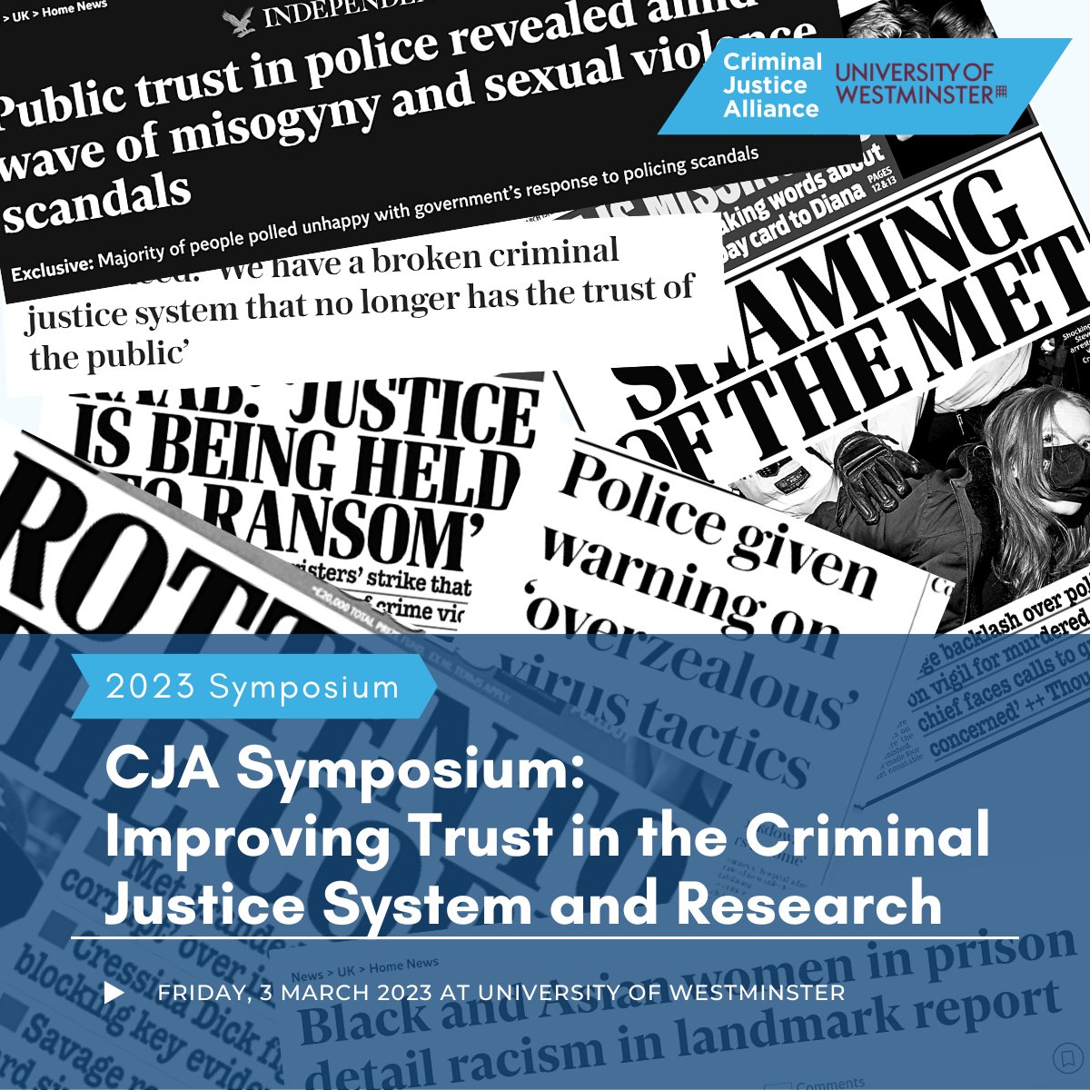 cjalliance's tweet photo. There is a crisis of trust in our criminal justice institutions.
How can we re-imagine, re-design & re-build a more trusted justice system?
Join us for an interactive day of mapping, sharing, discussing, & getting creative!
https://t.co/Wy6B1ICWiE
#systemchange #NoPowerPoints https://t.co/NQ6rIqi5gi