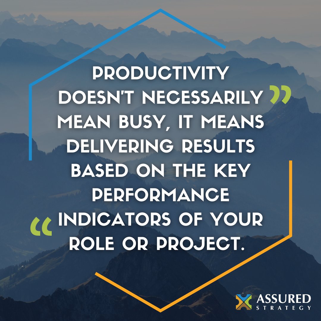 AssuredStrats's tweet photo. Being busy and being #productive are two very different things – here is your #MotivationalMonday reminder to stay conscious of which category you find yourself in this week! 
#AssuredStrategy #StrategySherpa #Productivity #Productiveness #MondayMotivation #QuoteOfTheDay https://t.co/MZBZDeKBUu