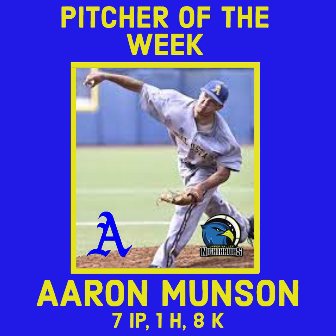 Our #2023Nighthawk Pitcher of the week is Aaron Munson (<a href="/RamsASUbaseball/">Angelo State Rams Baseball</a>)! 

Stat line:
7 IP, 1 H, O R, 8 K for Angelo State this weekend