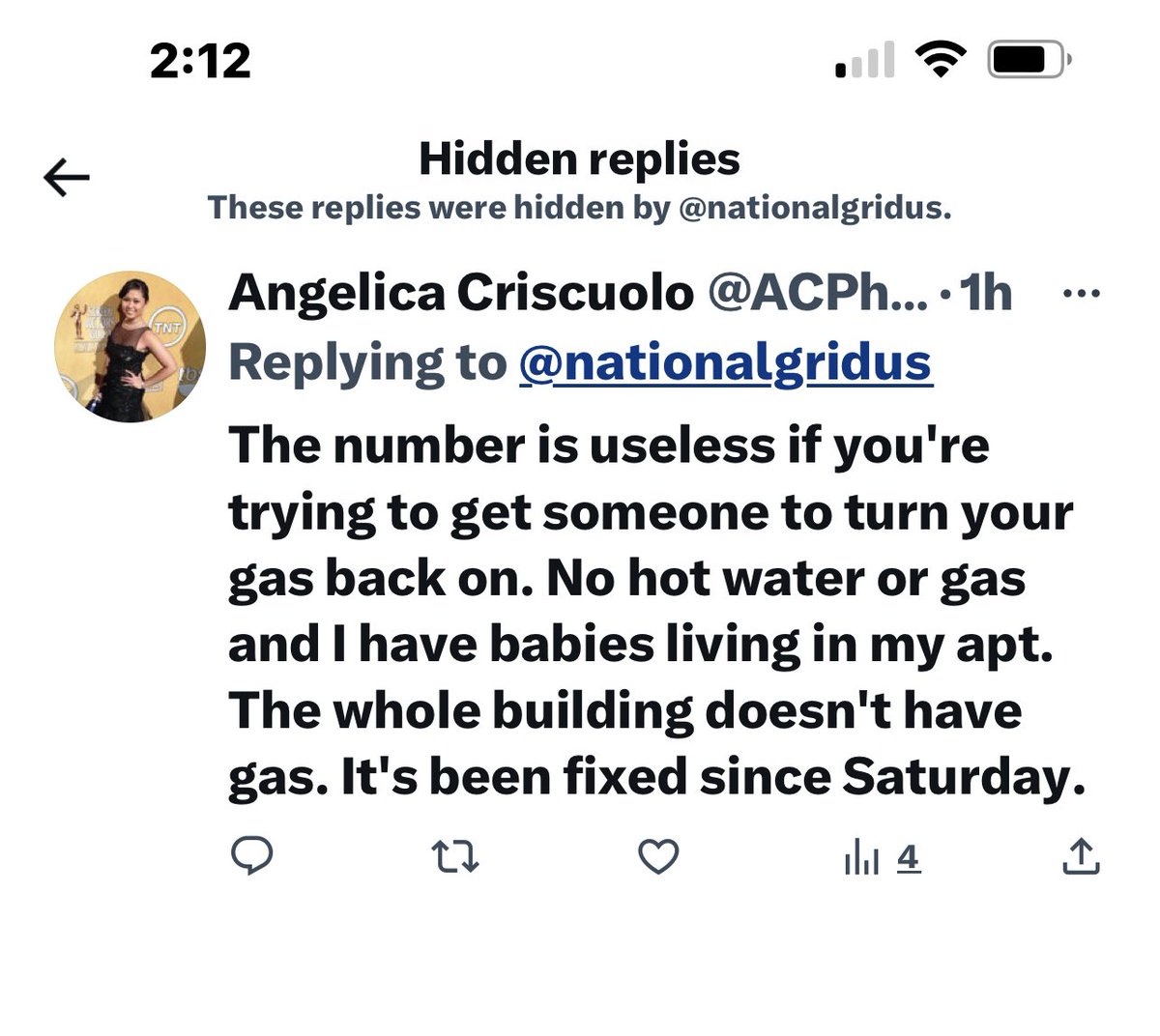 ACPhotographyNY's tweet photo. @nationalgridus Really, you hid my reply? Now I'm told that turning on our gas for a 24-apt building in Forest Hills with babies is no longer considered an emergency by @NationalGrid @nationalgridus and it may not be turned on tomorrow either @nyc311 @NYCMayorsOffice https://t.co/UQa9ao4cSj