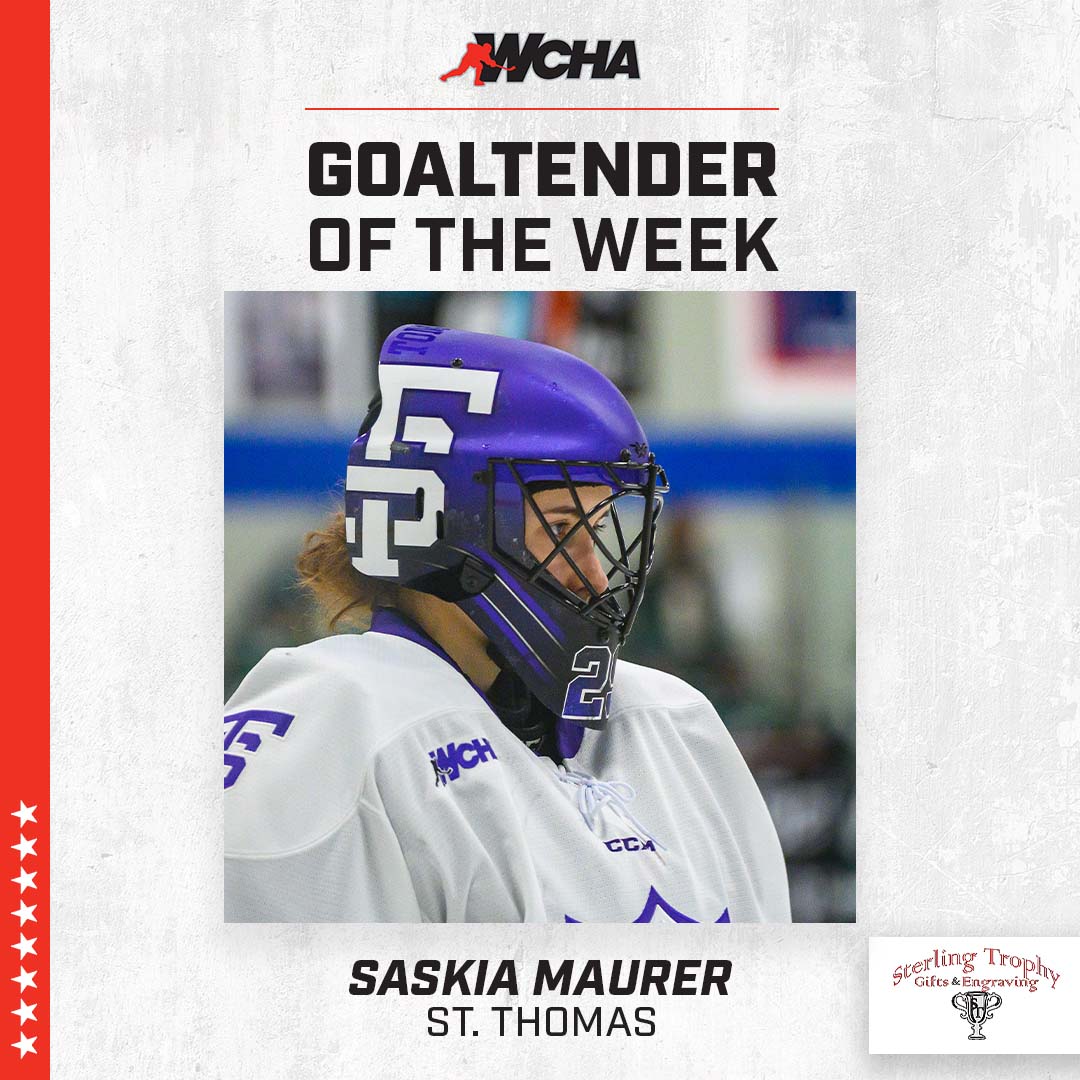 WCHA_WHockey's tweet photo. She made 53 outstanding stops on 55 shots faced for a .964 Sv%, helping @TommieWHockey take a point from the No. 4 team in the nation. 

Saskia Maurer is named to her second WCHA Goaltender of the Week honor of the year! https://t.co/bcRaNh6UC4