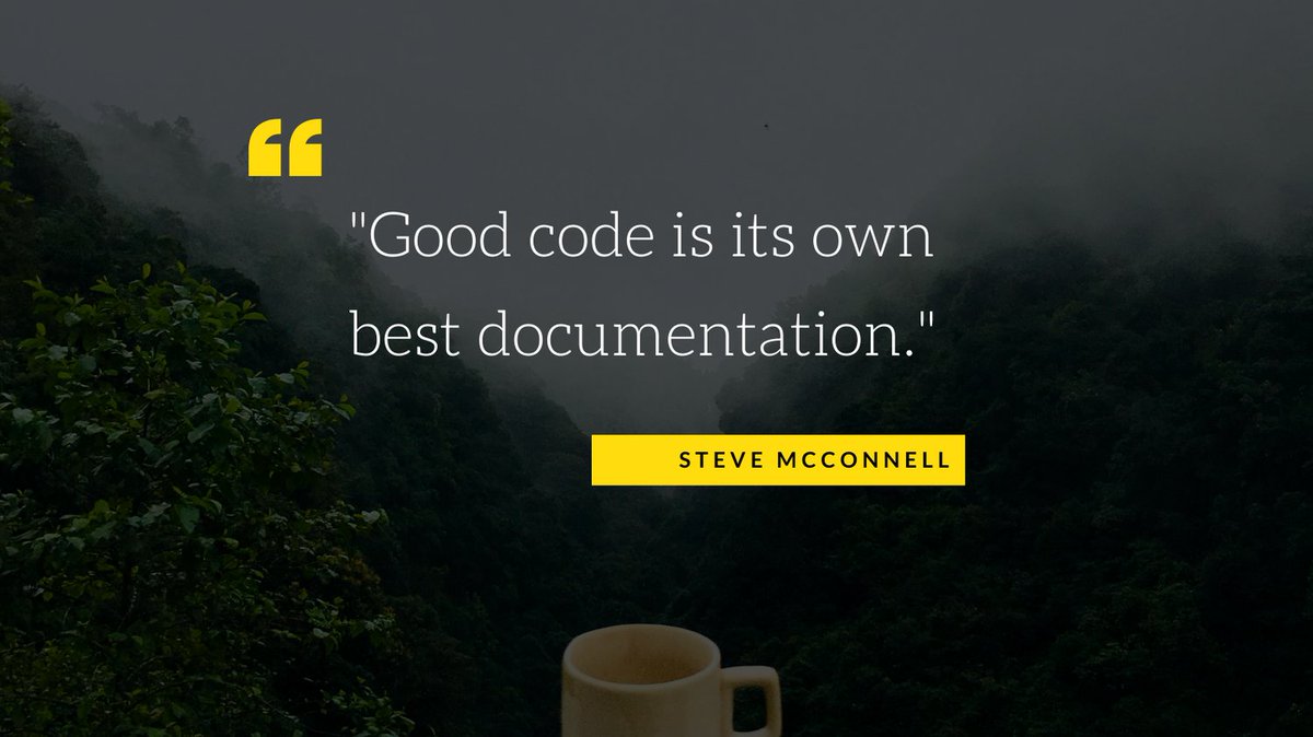 jlvextension's tweet image. "Good code is its own best documentation." - Steve McConnell #SelfDocumentingCode #CodeReadability #CodeHacks #CodeWisdom #CodeProgress