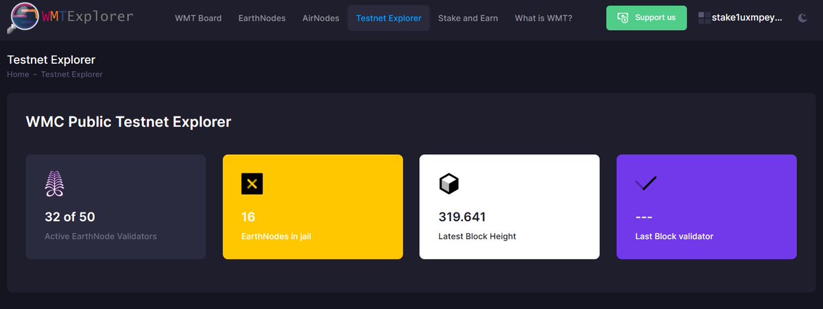 wmtexplorer's tweet photo. #WMT Mobiler our next minor Version of https://t.co/rRBTPPkQCz is live ✅🥳:
✅Added basic backend logic for public testnet data
✅Adjusted the rewards calculator
✅Added private/public Aya testnet badges to 
       EarthNodes
✅Added Testnet Explorer site with first live widgets https://t.co/vFUnaW9Gf6