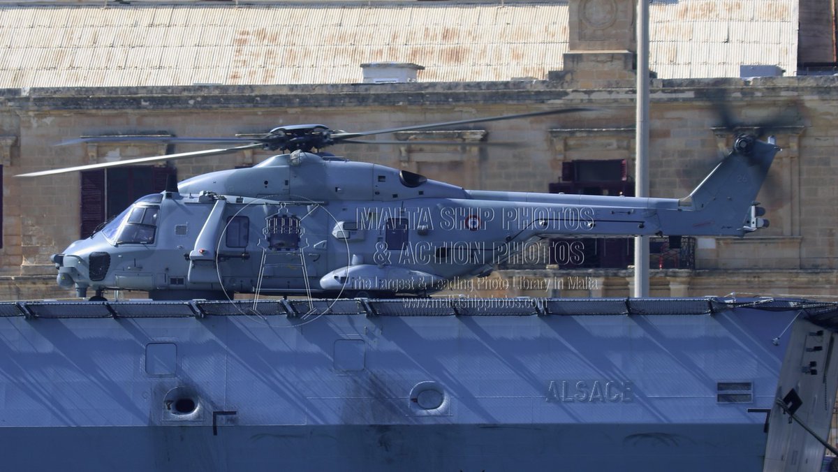 Shipguru's tweet photo. #MarineNationale #NH90_NFH #Helicopter #serial26 during #engineruns whilst #embarked #aboard #FS_ALSACE #D656 at #grandharbourmalta - 20.02.2023 - https://t.co/nfgboxc3g3 - NO PHOTOS can be used or manipulated without our permission @MarineNationale @NHIndustriesSAS https://t.co/rJIbv2ciZg
