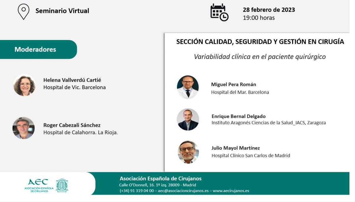 AEC_calidad's tweet photo. 👉 28 Febrero 19:30 h 🌍 Webinar Sección Calidad . @m_pera_roman @juliomayol @ enrique bernal delgado @ helena vallverdu @ roger cabezali @victorsoria65 @asenentboza @ParesDavid @JoseMariGarciaB https://t.co/0LILSW5Eht