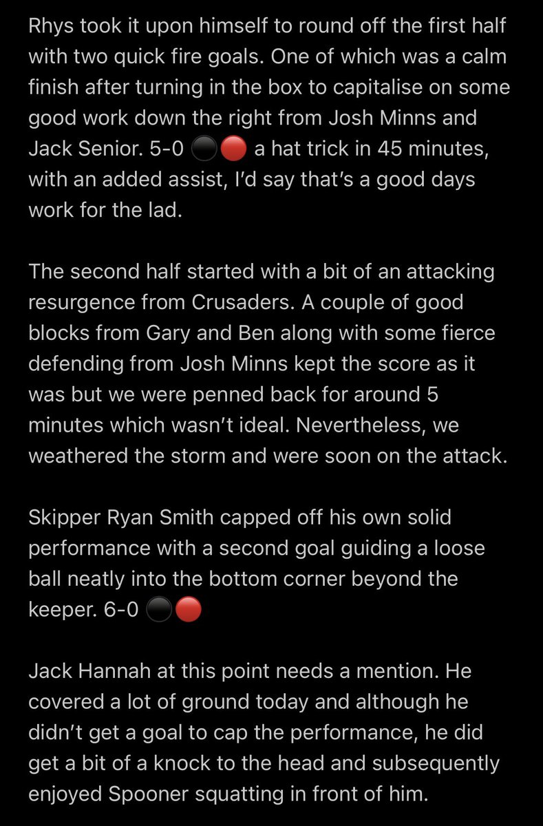 DalstonBR2000's tweet photo. Match report from Sunday Vs Crusaders at the Sheepmount. 

⚽️⚽️⚽️ @RhysGraham44 
⚽️⚽️ @Ryansmith_251 
⚽️ @Lukehowe31 
⚽️ @BruckmanElliott 
🎖️ Gary Johnston

#WeAreDalston https://t.co/2amR1O0Klf