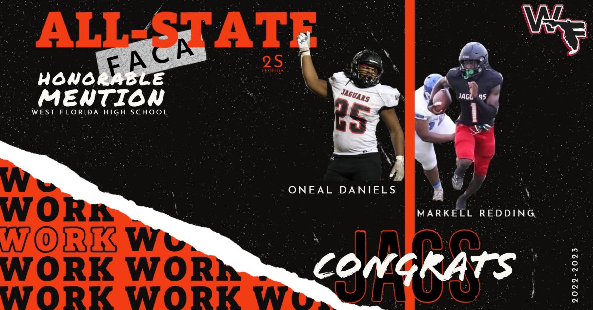 Congratulations <a href="/OD1bound/">Oneal Daniels🤝😵‍💫</a> <a href="/kell_zo3/">MARKELL REDDING</a> - honorable mention All- State.  Well- Deserved!  #WFJAGS