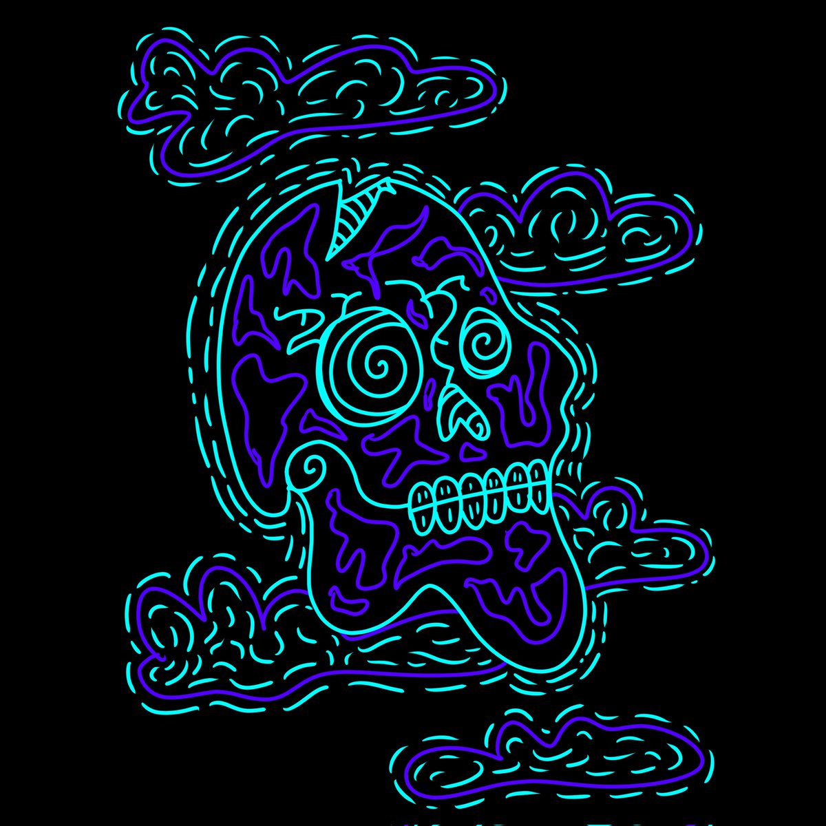 Skull And Clouds

#skullart #skullillustration
#skulldesign #neonart