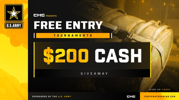 $200 CMG CASH U.S. ARMY GIVEAWAY

HOW TO ENTER: 
♻️ Retweet this tweet
👥 Reply with your CMG username 
✅ Follow <a href="/CMG_Esports/">CMG</a>

To be eligible to win the giveaway you must fill out the US Army form in your account settings checkmategaming.com/account-manage…

Winners picked Sunday 8PM EST