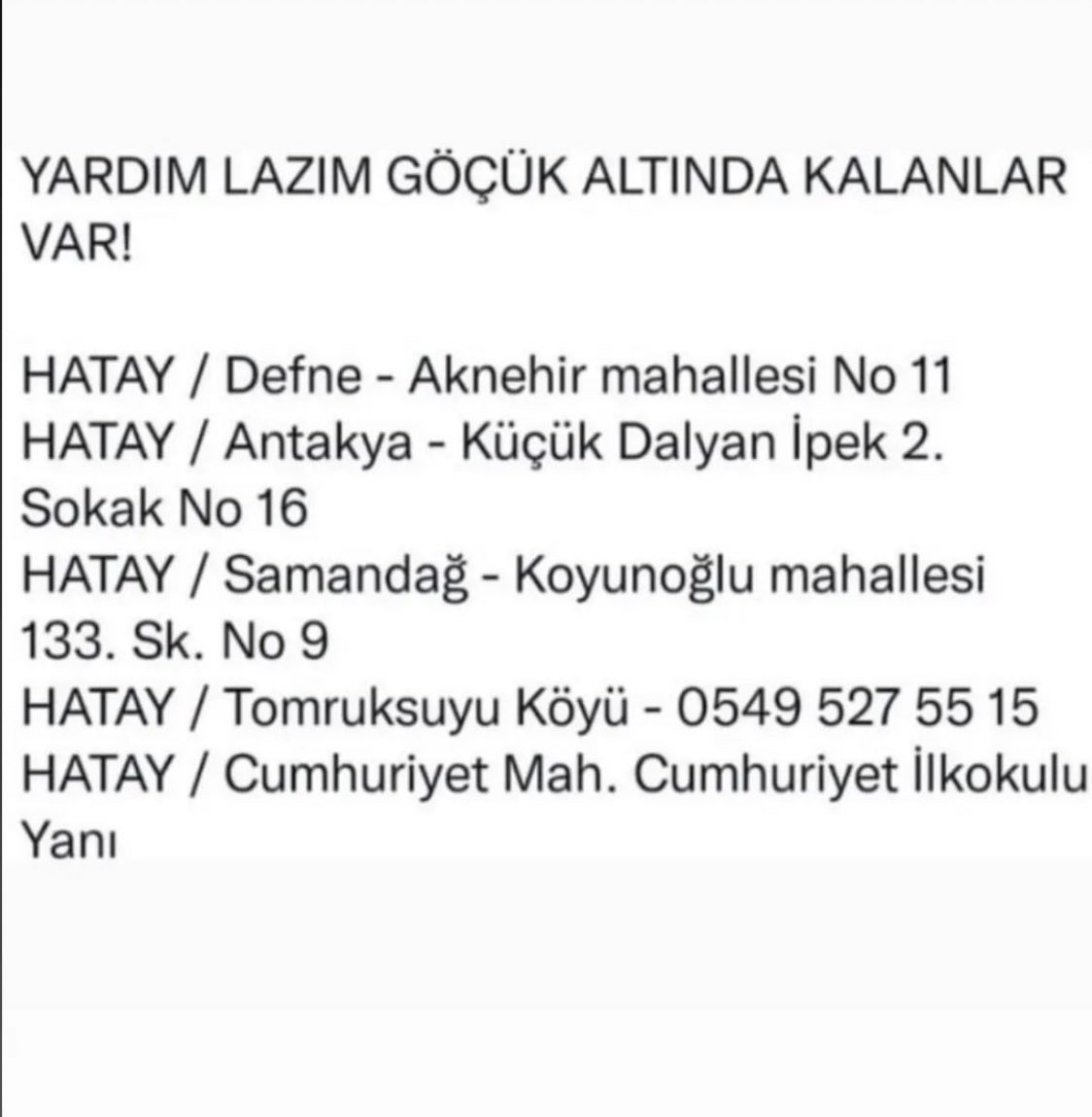 yardım edinnn çok acil !! #hataydeprem #hatayafad