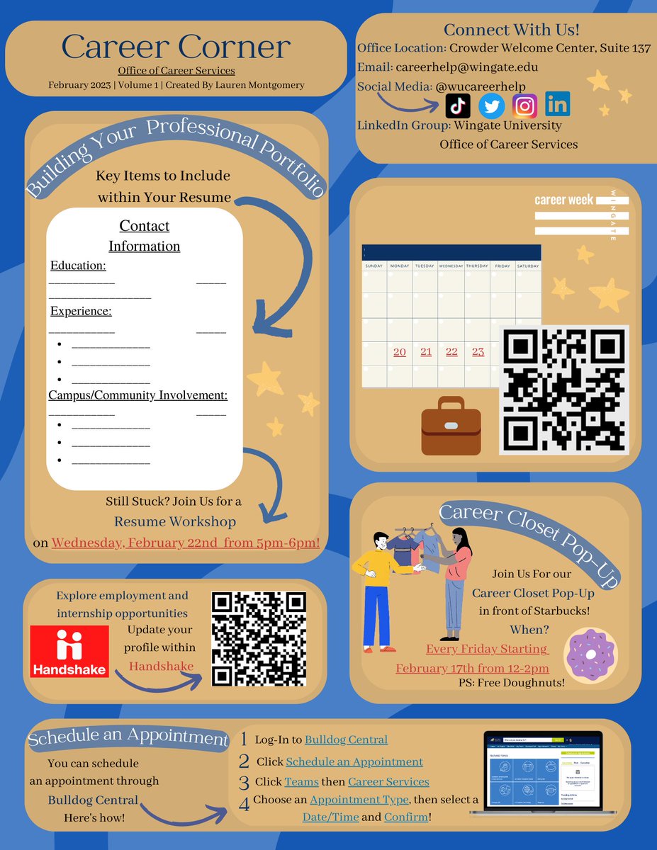 wucareerhelp's tweet photo. Check out the Vol.1 of our Spring 2023 newsletter! We've got lots of events planned throughout the semester and hope to see you there! https://t.co/HRhK9kILA8