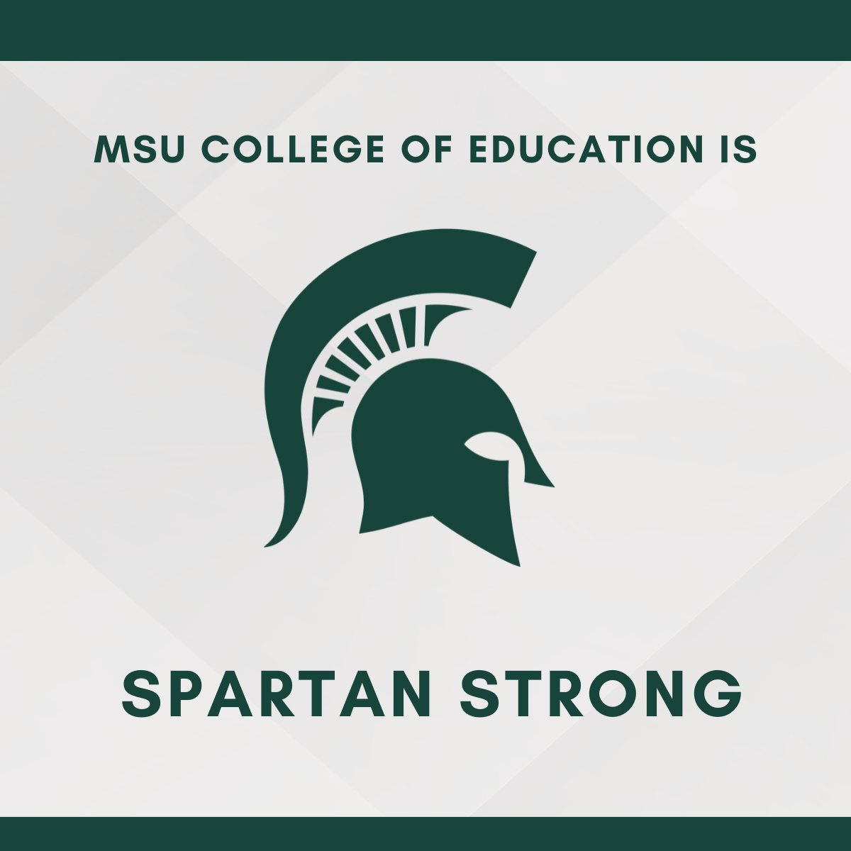 DrJFLJackson's tweet photo. Our @MSUCollegeofEd faculty, students, and staff are Spartan Strong. 

Together, as we resume classes, we will heal. 

Students, it's okay to not be okay. We are here to support you: https://t.co/mWJQzI9z91

#OneCollegeOneMission #SpartanStrong https://t.co/d2KoKwdZbq