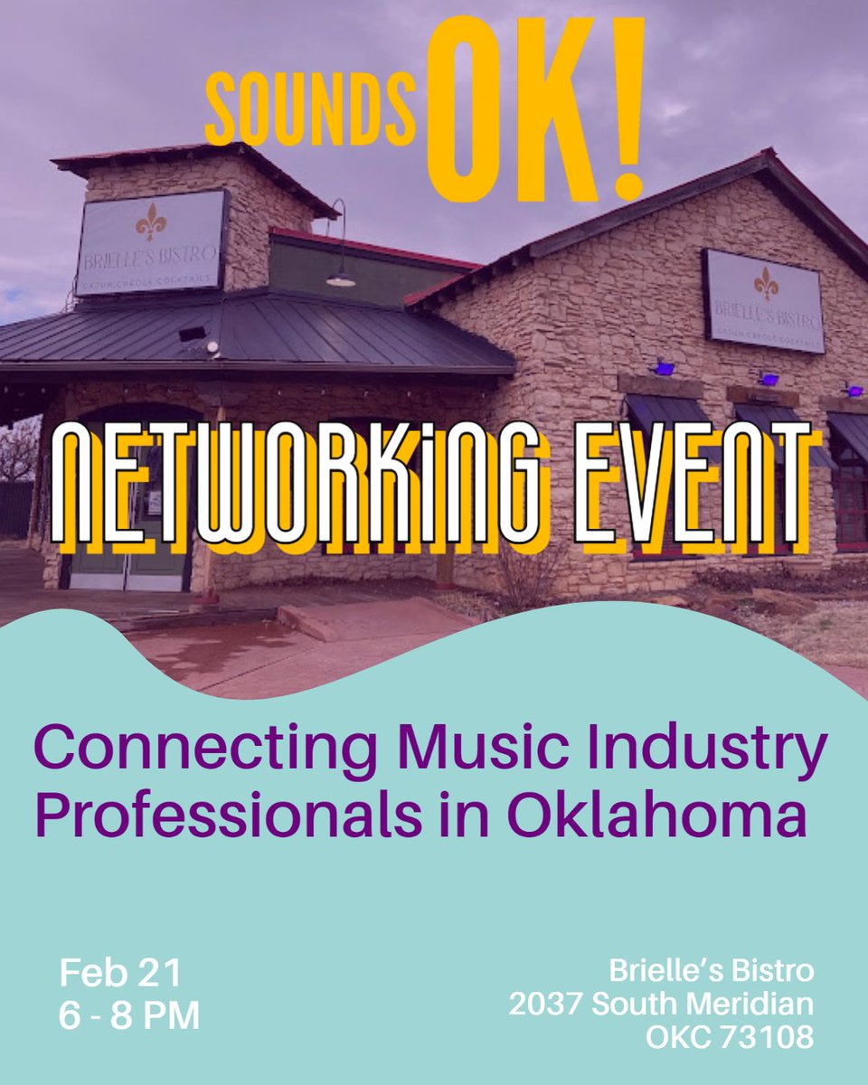 Come join us for a music networking mixer from 6-8pm tomorrow at Brielle's Bistro. This is the perfect opportunity to meet and connect with fellow musicians, network with producers, and learn more about the local music scene. #MusicNetworking #OklahomaCity #BriellesBistro