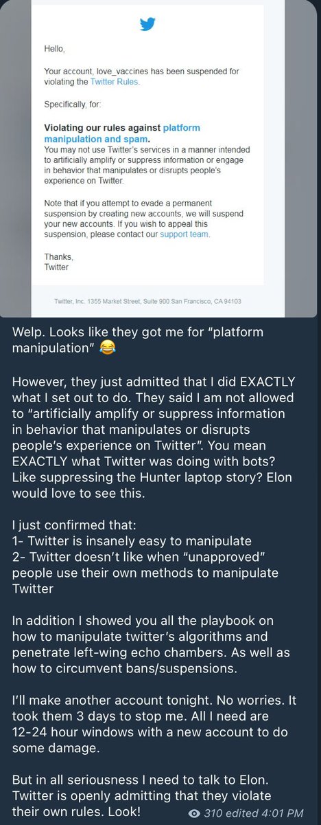 1) Today, I’m going to reveal how I circumvented Twitter bans, created a human engagement army, and...