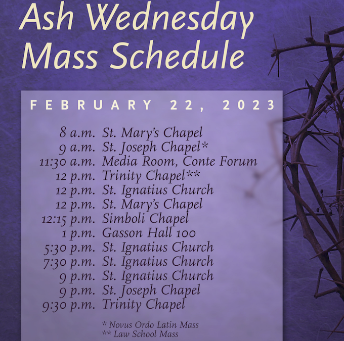 BostonCollege's tweet photo. Join @BCCampusMin and the BC community for Ash Wednesday Mass. https://t.co/6M3TzR0Sqb https://t.co/1qbSlLfoT0