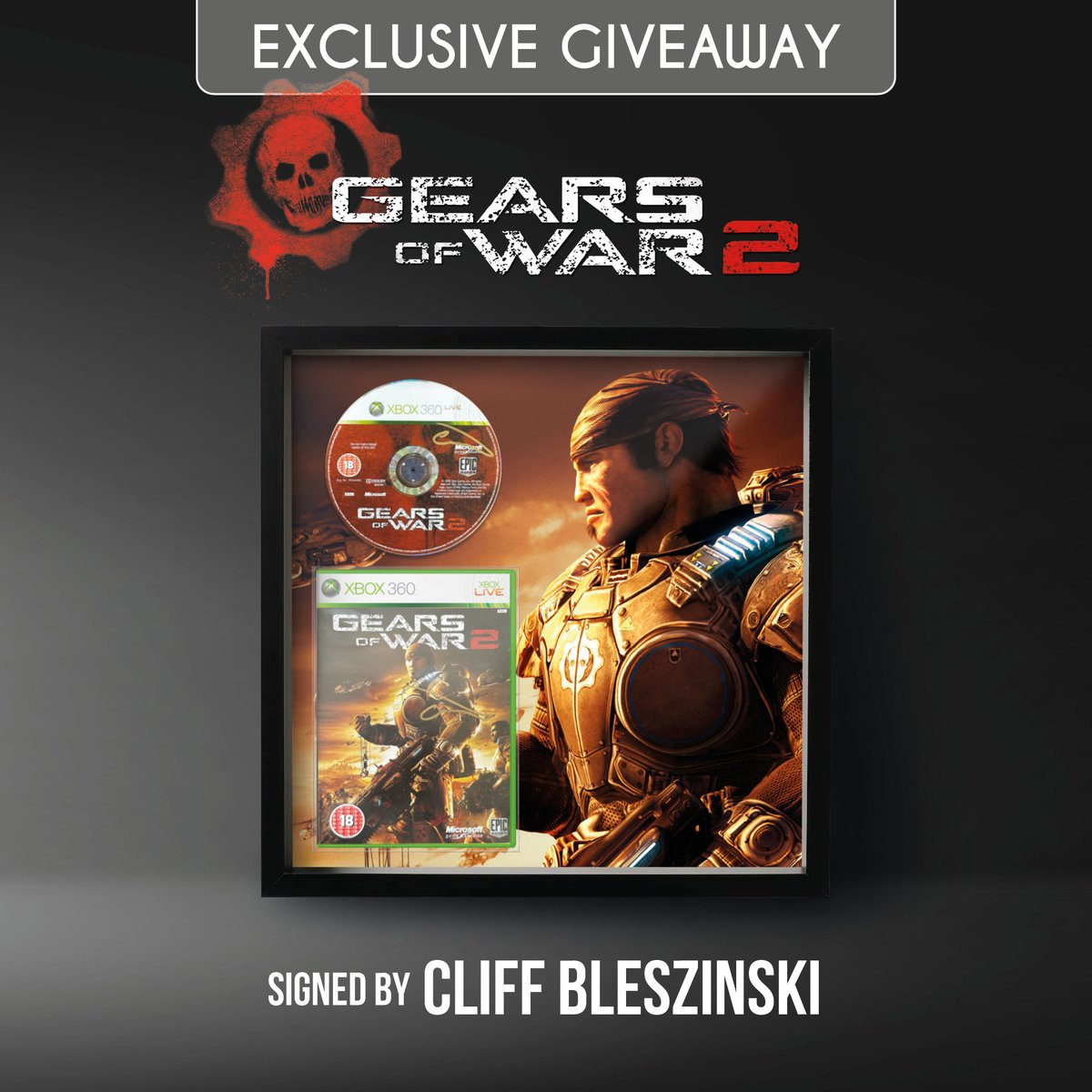 EXCLUSIVE GIVEAWAY!

<a href="/therealcliffyb/">Cliff Bleszinski</a> signed #GearsofWar2 up for grabs!

To enter:
👉🏼 Follow @frameagame
👉🏼 Comment with #GiveMeGears2 and why you’d want it
👉🏼 Retweet this tweet

Closed 26.02.23 at 12pm GMT.

Open to UK, US, Canada and EU.

Good luck everyone!