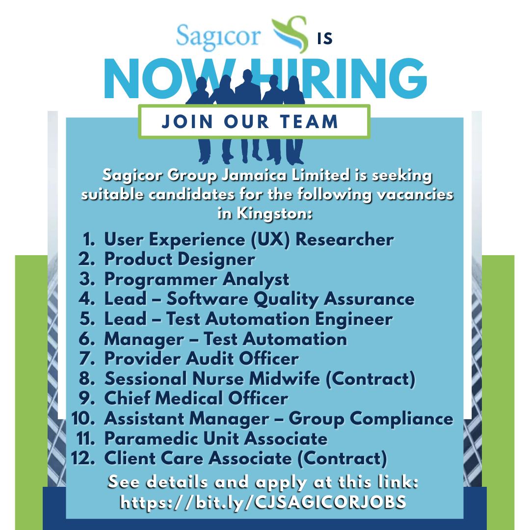 Career Jamaica on Twitter "Sagicor is hiring in Kingston details in