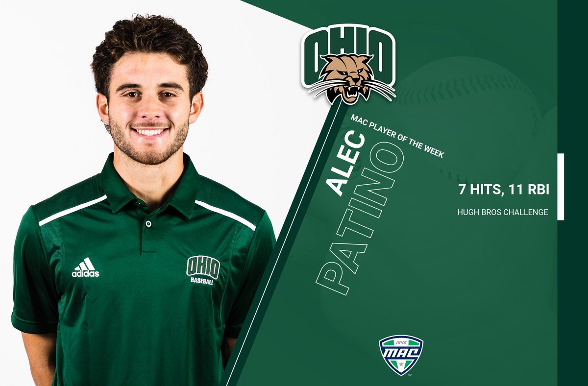 Ohio_Baseball's tweet photo. Alec Patino absolutely raked last weekend and was named MAC Player of the Week!

https://t.co/gI3V4DAwmE https://t.co/V5dSzqLXf0