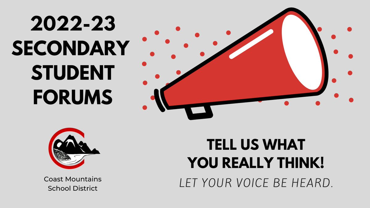 Student Forums are now in full swing in Coast Mountains School District. Students, watch for your chance to participate and share your voice! #EngageIgniteEmpower #SD82