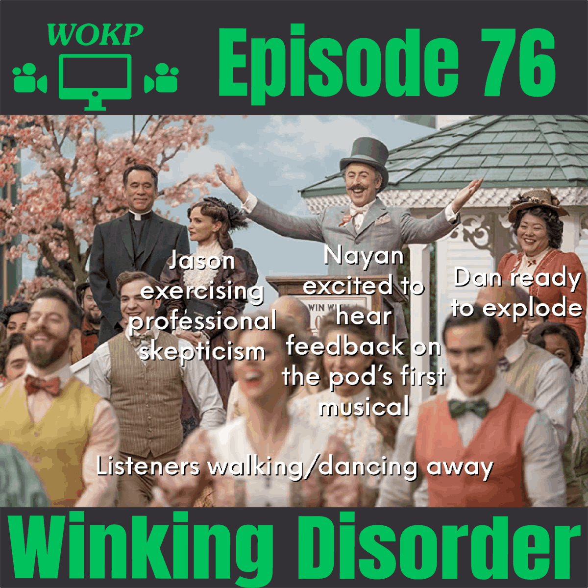 WatchOKPlease's tweet photo. This week, Dan &amp; Jason give their feedback on the show Schmigadoon! on @AppleTVPlus. The proposed watch order was episodes 1-3.  Episode 76 is available wherever you get your podcasts and also here: https://t.co/9XmgdBkZcm  Watch, listen, rate, &amp; subscribe please!  #schmigadoon https://t.co/pg2x1tHG7O