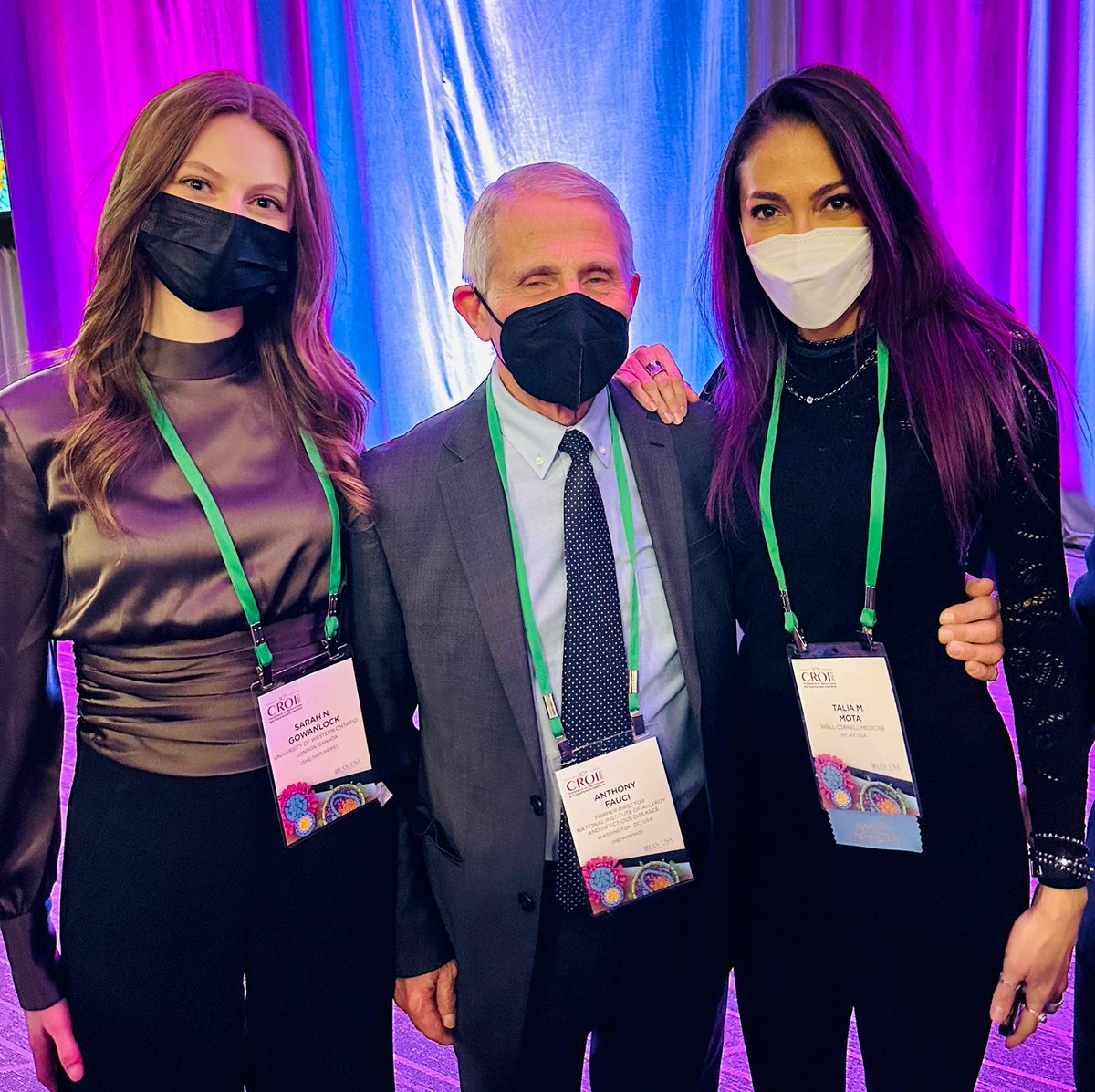 Just another day at #CROI 2023! Our very own @talia_mota and Sarah Gowanlock with Dr. Fauci!! There are some great talks lined up for this week! @REACHforthecure