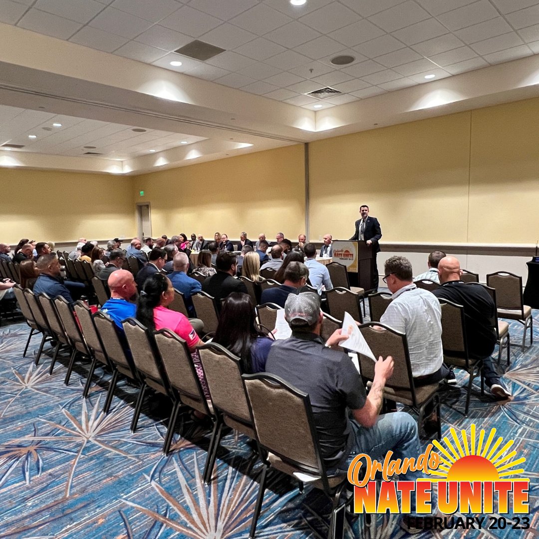 NATEsafety's tweet photo. The NATE Member Business Meeting was moderated by NATE President &amp; CEO Todd Schlekeway on 2/20 during #NATEUNITE2023 and was well attended by members from across the industry. The NATE Board of Directors introduced themselves and the standing committee chairs gave reports. #NU23 https://t.co/7e2DM9ipOK