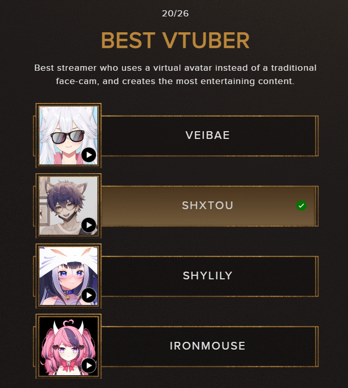 shxtou's tweet photo. Thank you guys for nominating me best Vtuber 🥹

I've never been nominated for any awards like this before, and this year's really been a dream come true. If we win this, I'll do something special for our guild! 💜

It means the world to me, thank you ;;
https://t.co/aoxL7CMtoI https://t.co/SyfuHkwBjN