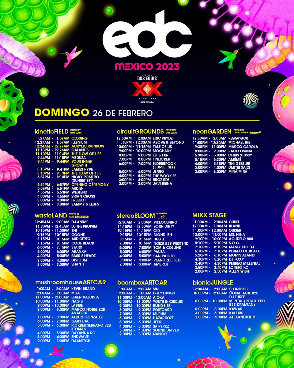 EDC Mexico schedule