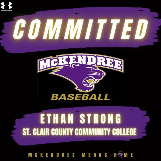 EthanStronng4's tweet photo. Blessed to announce that I have committed to continue my academic and athletic career at McKendree University. I want to thank the coaches and teammates who have supported me along the way and a huge thank you to my family, girlfriend, and friends! @SC4_Baseball @McKendree_BSBL https://t.co/wF8t0KZN4M