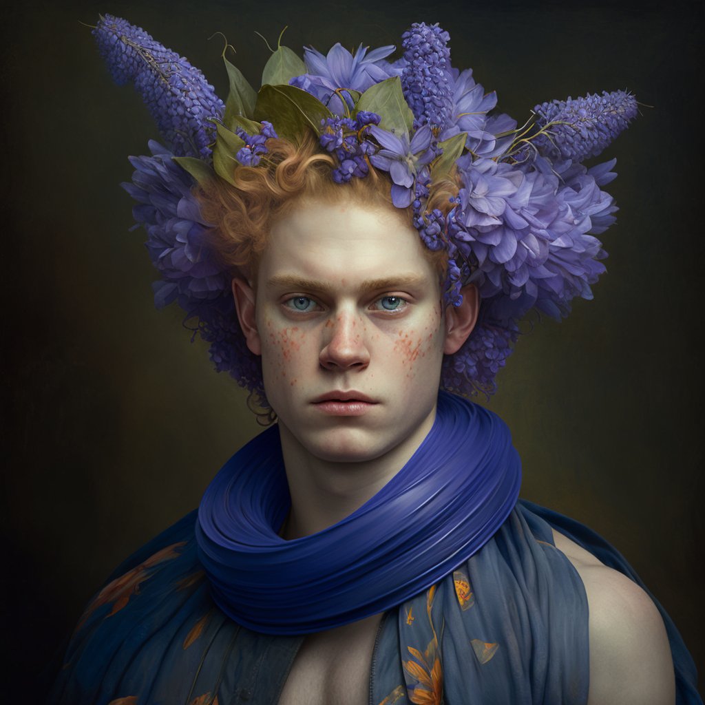 My series of #AIpaintings "Flowers like people"
"Hyacinth"
Legend has it the origin of hyacinth, the highly fragrant, bell-shaped flower, can be traced back to a young Greek boy named Hyakinthos.👇
#aiart #flowers #nftart #flowerslikepeople