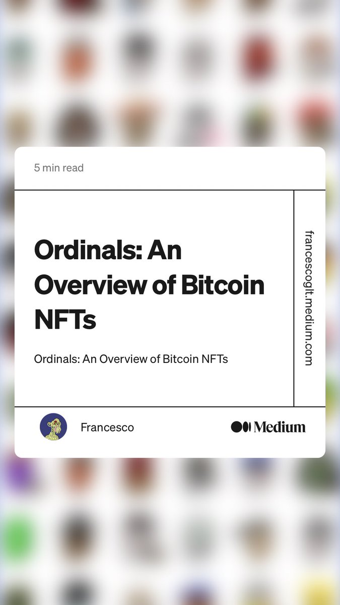 QuanWen3's tweet photo. “Ordinals: An Overview of Bitcoin NFTs” by Francesco
https://t.co/ssQUyrsf8v https://t.co/5q1AdCE3Ey