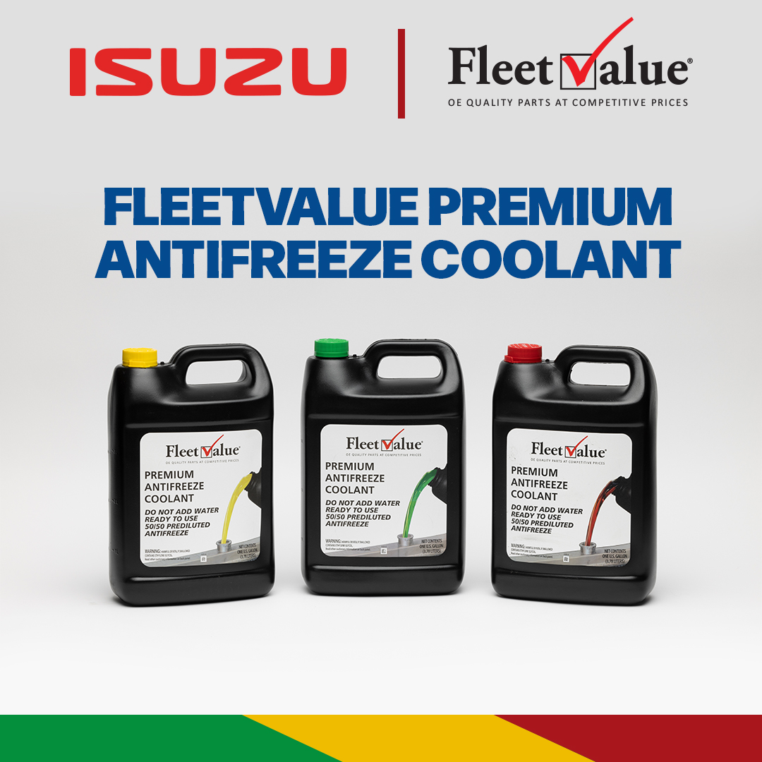 IsuzuTruckUS's tweet photo. FleetValue Premium Antifreeze Coolants are available in three formulations and come premixed 50/50 ready to use. Perfect for topping off the cooling system or for a complete drain and refill service. #isuzutrucks #fleetvalue #parts #service #mediumduty #antifreeze https://t.co/WvvFDKfEiU