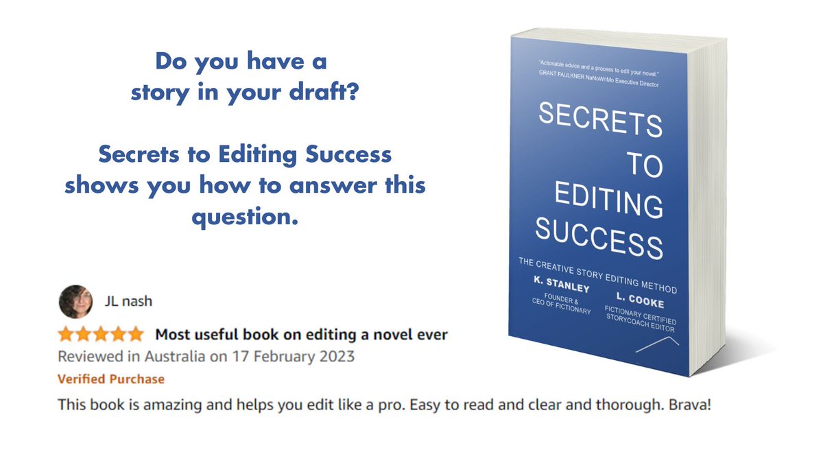 StanleyKMS's tweet photo. Story brilliance comes during the story edit. Learn how to edit your novel. #SecretsToEditingSuccess teaches you how to answer the question, "Is there a story in my draft?" Read now: https://t.co/1IJxCZJv9s
#writingtip #NovelEditing #Fictionary #SecretsToEditingSuccess https://t.co/SENpYJnZ3g