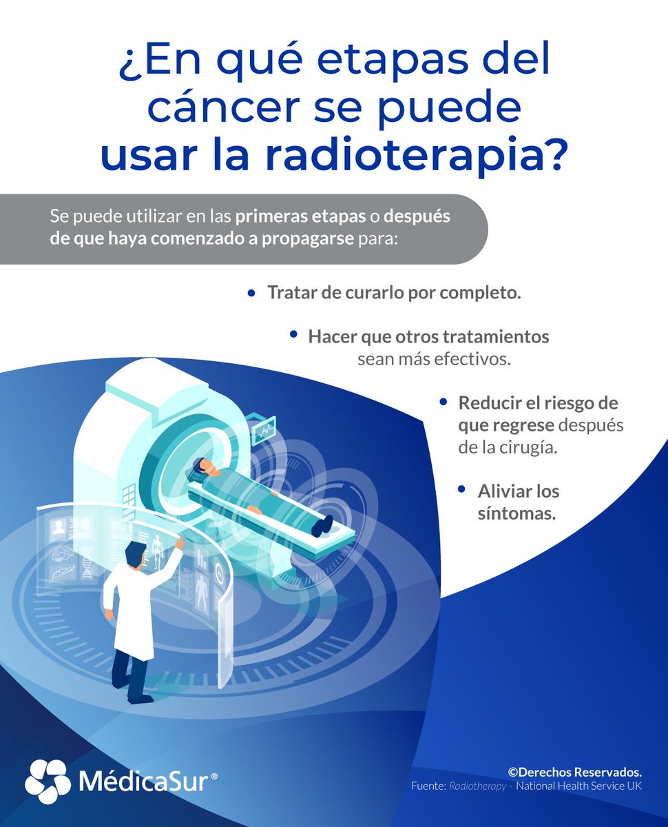 medicasur's tweet photo. ¿La #radioterapia solo se puede usar en las etapas iniciales del #cáncer? No, se puede utilizar de muchas maneras diferentes, según las circunstancias del paciente. ¡Conoce más aquí!

#Oncología #Radioterapia #Quimioterapia #TerapiaHormonal ​
#TrueBeam #JuntosPorTi https://t.co/NG5VV3KRh5