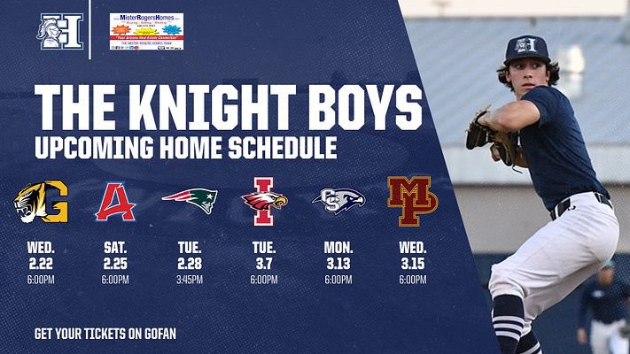 It’s Game Week! The Knight Boys take off against the <a href="/GHSBaseballAZ/">GilbertTigerBaseballAZ</a> on 2/22 

<a href="/HHSAthletics15/">HHSAthletics</a> <a href="/AZPreps365/">AZPreps365</a> @PBRArizona <a href="/FiveToolAZ/">Five Tool Arizona</a> <a href="/MaxPreps/">MaxPreps</a> <a href="/ZachAlvira/">Zach Alvira</a> 

#theknightboys #thecoliseum
