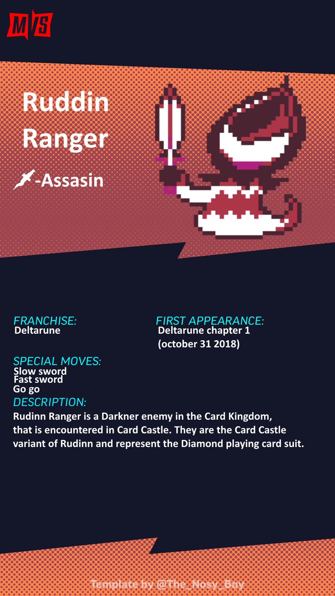 Sai_AI__17's tweet image. And the red character was Ruddin Ranger from #DELTARUNE, color picked by @Sans_Atom4MVS (who also got the character right). With jevil being the  previous character, you might start to see the pattern of these 3 #multversus concepts. #4mvs