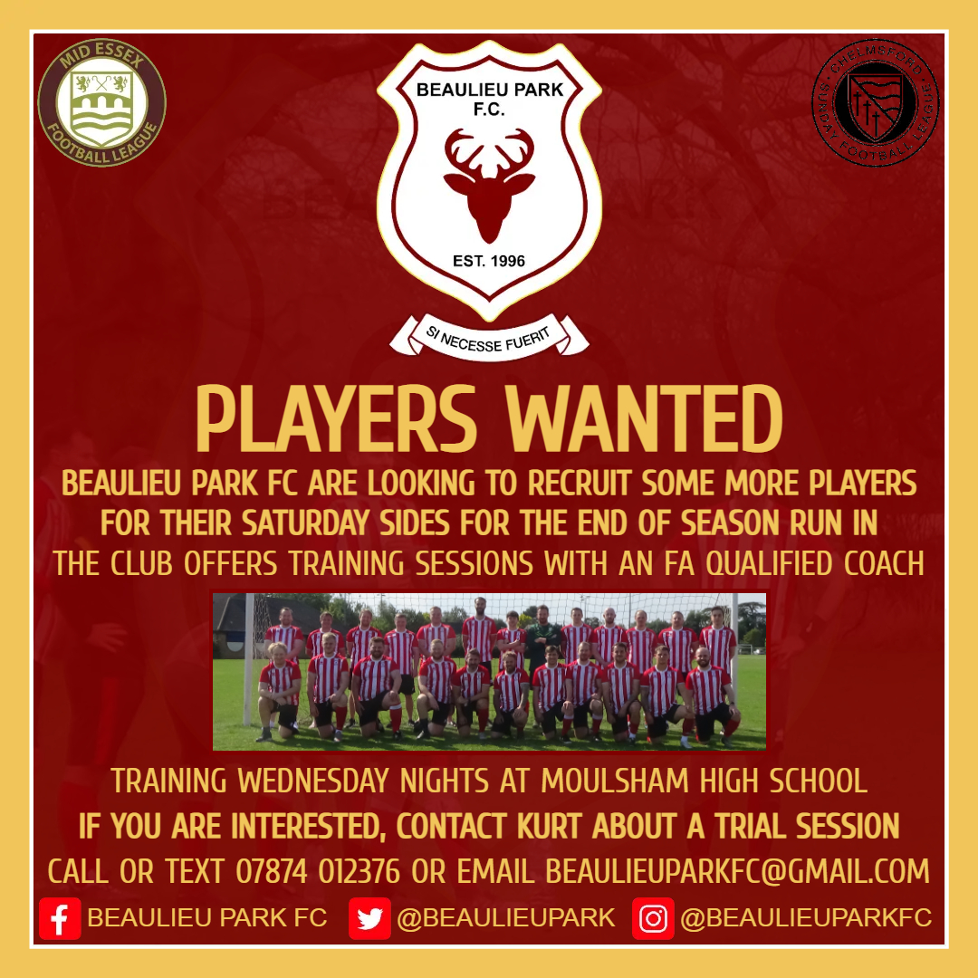 BeaulieuPark's tweet photo. Are you in and around #Chelmsford and looking for a new club to join?
Beaulieu Park FC are looking for new players to join our growing club!
Drop us a DM if this interests you!
#Squadbooster #playerfinder #BeaulieuPark #Essex #Chelmsford #grassrootsfootball https://t.co/3zdEezkdVy