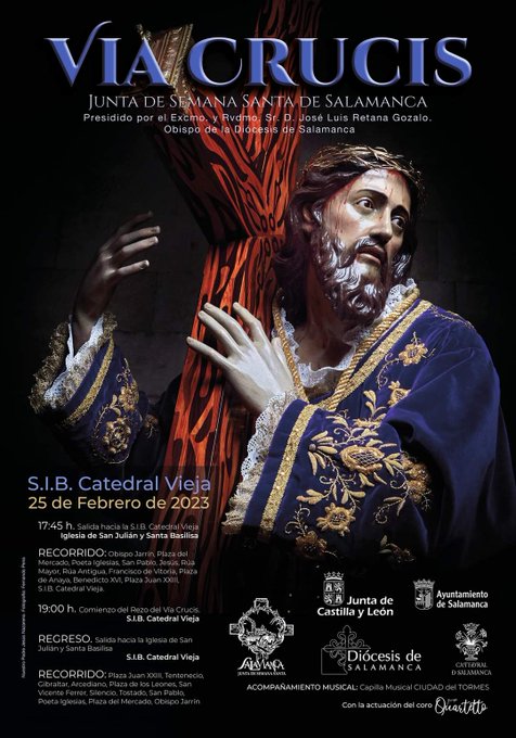 Horario e Itinerario del VÍA CRUCIS de la Junta de Semana Santa de Salamanca 2023