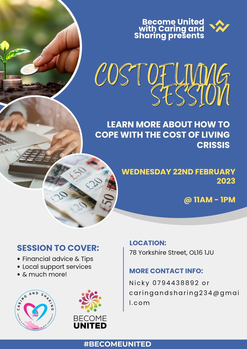 Come and hear how you can beat the cost of living crisis and get ahead with our top tips. #CostOfLiving #costoflivingcrisis #savepounds #beatthecrisis #heatingbills #austerity #rochdalecommunity #rochdale