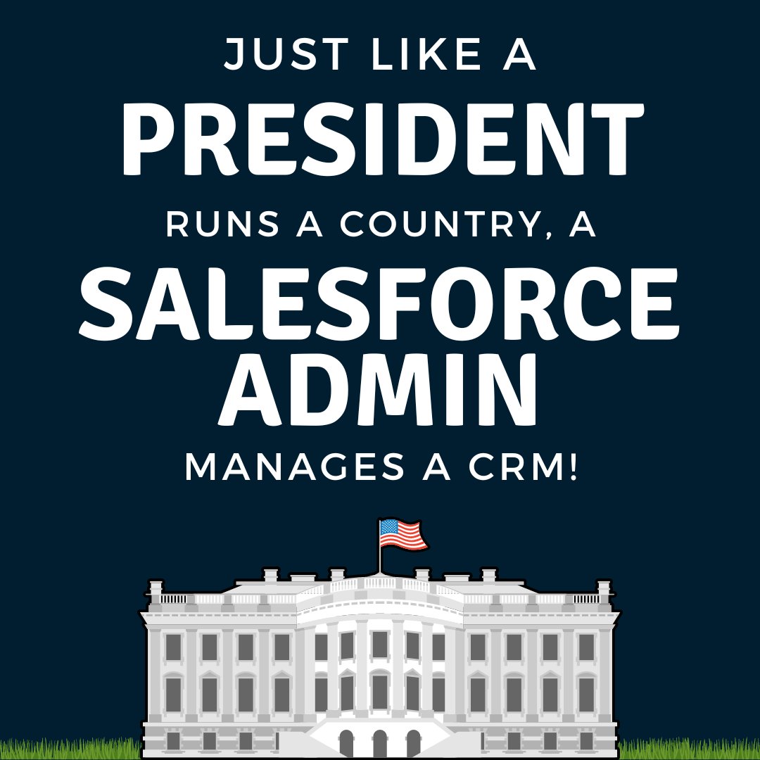 davidgiller's tweet photo. Just like a president manages a country, a Salesforce Admin manages the CRM.
Happy President's Week to all my fellow #Salesforce Admins!
#SalesforceAdmin #ProjectManagement #PresidentWeek https://t.co/mSB33Od4ah