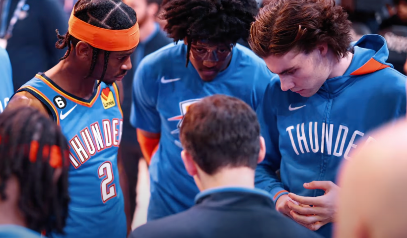 HoopFocusX's tweet photo. The Oklahoma City Thunder in 2023

#1 Offense (120.6 ORTG)
#11 Defense (113.5 DRTG)
#2 Net-Rating (+7.1 Net)
13-8 record https://t.co/DJkjGkQEEl