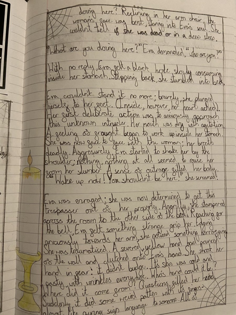 mlcrawfordWV's tweet photo. The children have loved getting creative with their horror writing this half term and have produced some fantastic writing based on ‘The Haunted Hotel’ and ‘The Dreadful Menace’. @WestViewPrimary @BobCox_SFE @LiteracyShed @AdAstraTrust https://t.co/xOMpqyQr0V