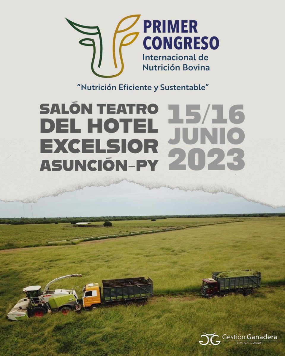 Nuestro 1er Congreso de Nutrición Bovina se llevará a cabo el 15 y 16 de junio en el "Salón Teatro del Hotel Excelsior" Asunción, py 🇵🇾 

Para más información podes comunicarte al 0983 888 613 📲

¡Quédate atento a más novedades! 🤩